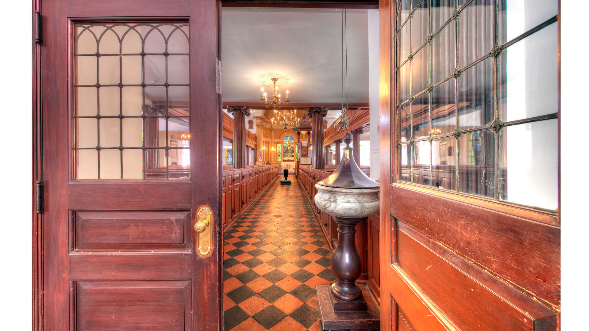 A view through the doors of St. Michael’s Church in Charleston